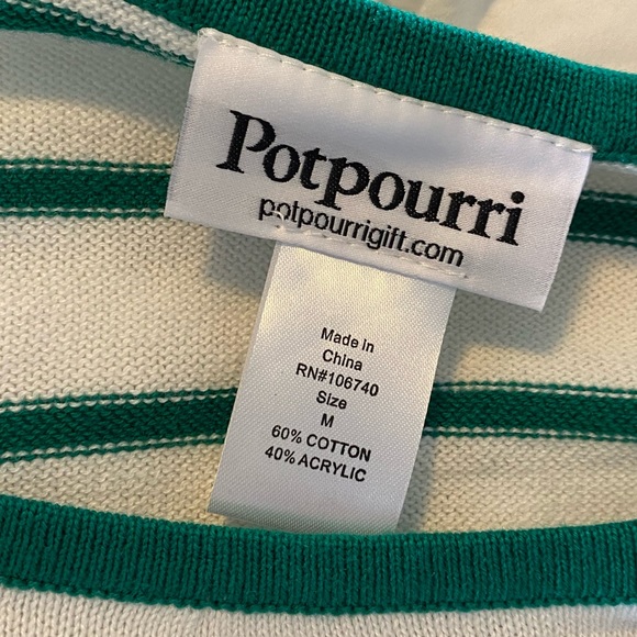 Green and White Stripe Shamrock Sweater - Size M - Picture 5 of 7